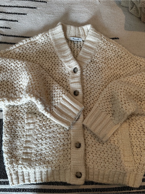 Madewell Sweaters - Madewell Cream Chunky Knit Button-Up Cardigan